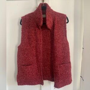 Weave of the Irish Handcrafted in Ireland 90% Wool Red Burgundy Boucle Vest M